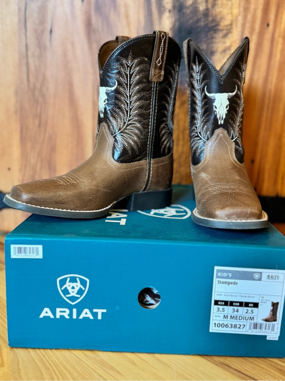 Ariat Kids Stampede Desert Brown & Thunder Brown Western Boots